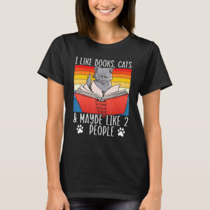 Love Cat Animal Bookish Books And Cats T-Shirt