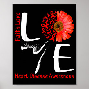 Love Cat Heart Faith Hope Love Heart Disease Aware Poster