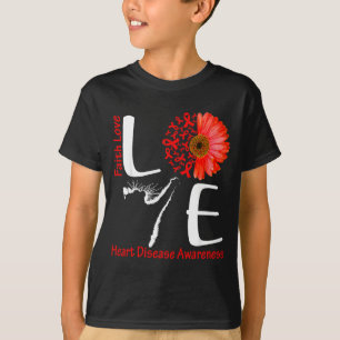 Love Cat Heart Faith Hope Love Heart Disease Aware T-Shirt