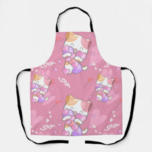 Love Cat Pattern Colourful Pets Animals    Apron