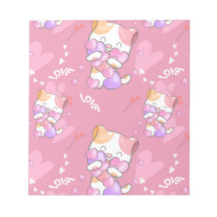 Love Cat Pattern Colourful Pets Animals Notepad