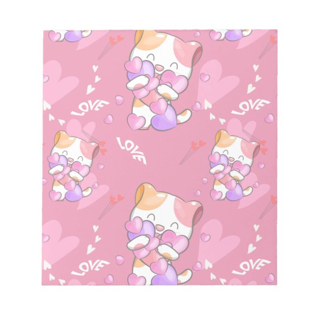 Love Cat Pattern Colourful Pets Animals    Notepad (Front)