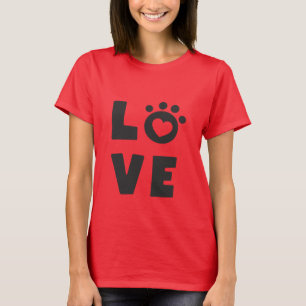 Love Cat Paw Heart Cute Kitty Design for Cat Moms T-Shirt