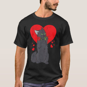 Love Cat Rose Valentines Day Hearts Day Happy Vale T-Shirt