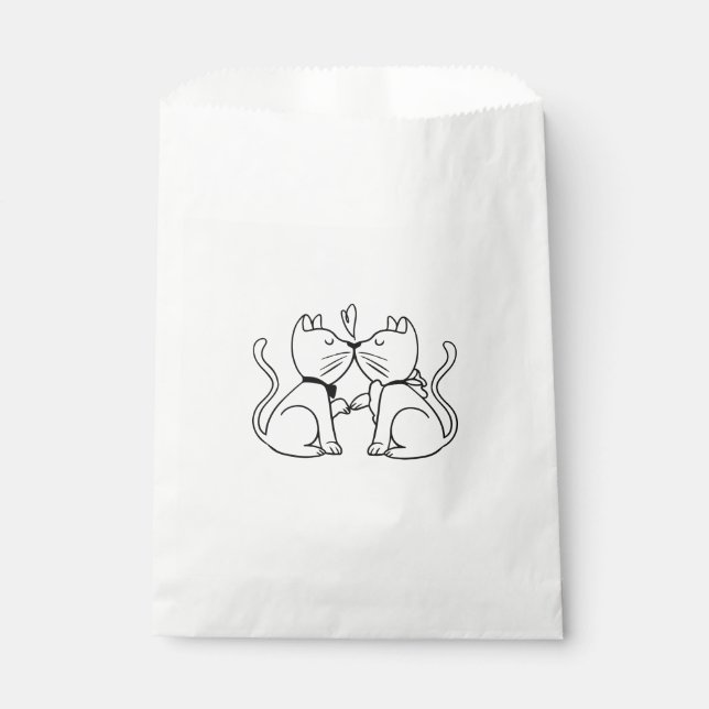 Love Cat Wedding Bridal Shower Cats Kitten Black Favour Bags (Front)