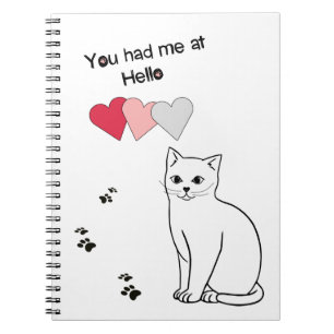 Love Cat With Hearts and Paw Prints Notebook