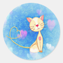 Love Cat with Hearts Stickers- 6