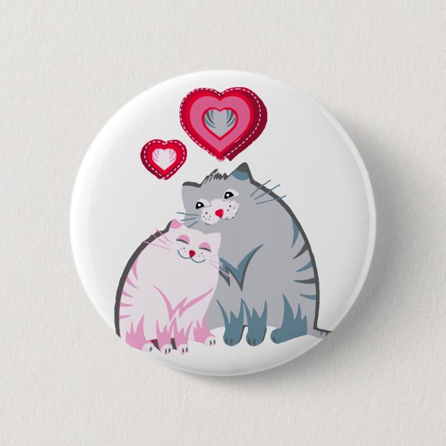 Love Cats 6 Cm Round Badge (Front)