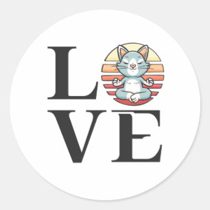 Love cats and meditation classic round sticker