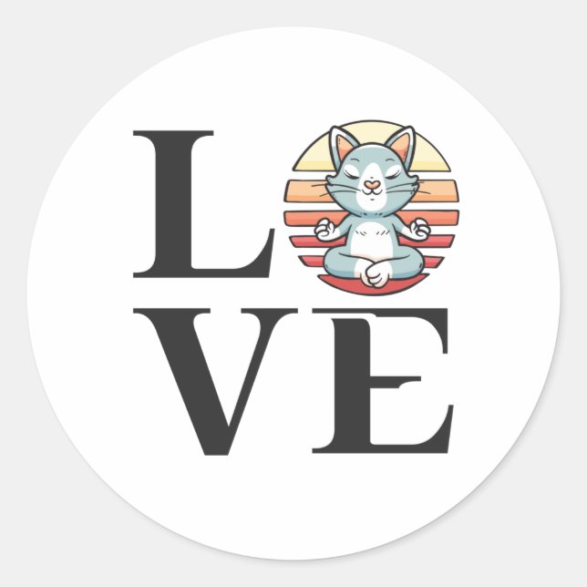 Love cats and meditation classic round sticker (Front)