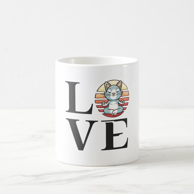 Love cats and meditation coffee mug (Center)