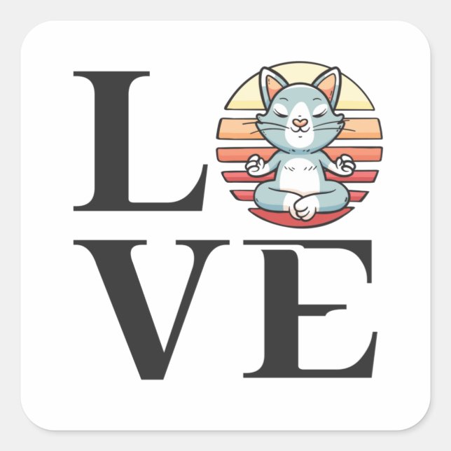 Love cats and meditation square sticker (Front)