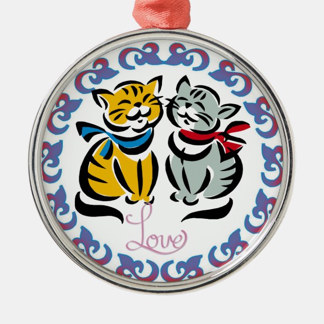 Love Cats Artwork Metal Tree Decoration (Front)