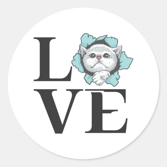 Love Cats Classic Round Sticker (Front)