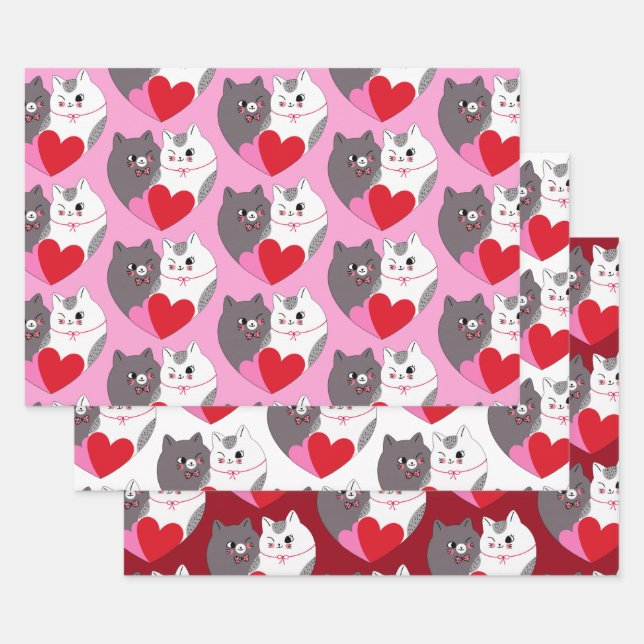 Love Cats Collection Wrapping Paper Sheet (Set)