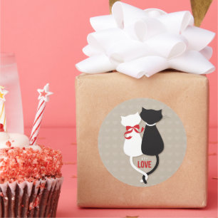 Love Cats – Cute Romantic Cat Couple Design Classic Round Sticker