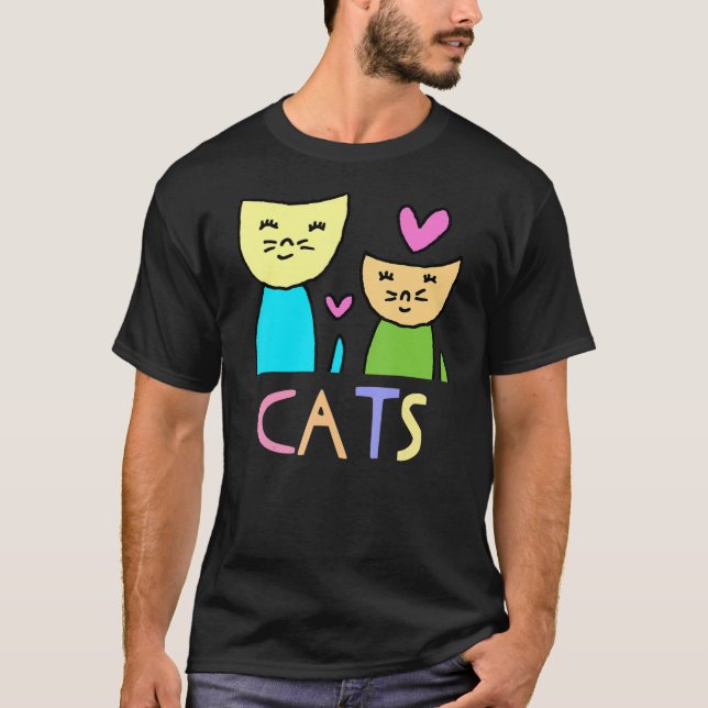 Love Cats Drawing By Jad Fair T-Shirt (Front)