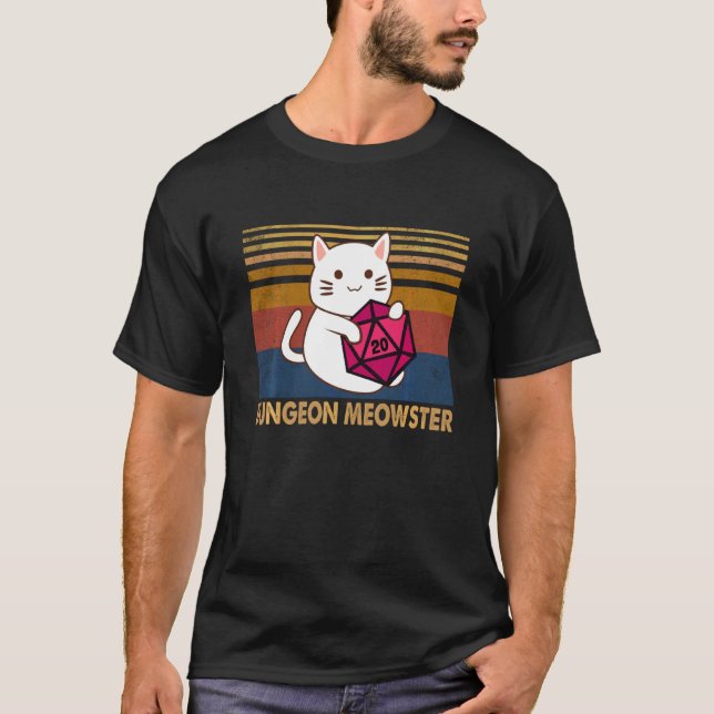 Love Cats Dungeons Meowster Playing Games Cute Kit T-Shirt (Front)