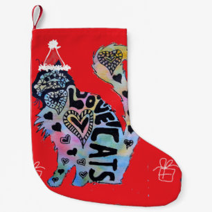 Love Cats Merry Red cat Christmas Stocking