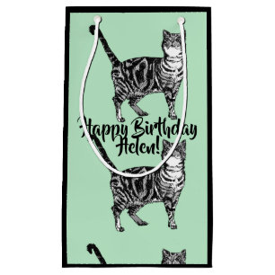 Love Cats Mint Tabby Cat animal pet Gift Bag