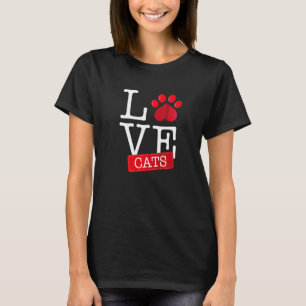 Love Cats Paw Print Cat T-Shirt
