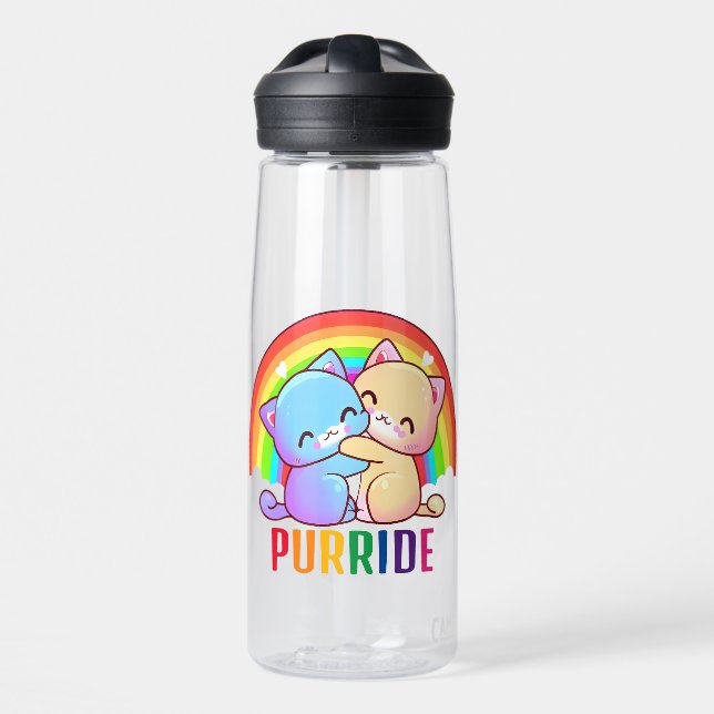 Love Cats Rainbow Water Bottle (Front)