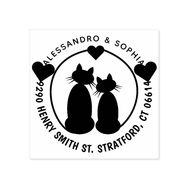 Love Cats Rubber Stamp Return Address (Imprint)