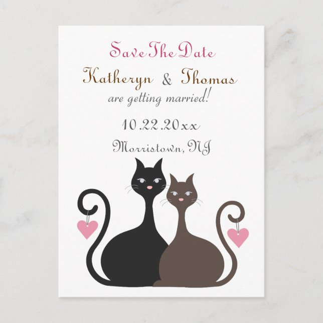 Love Cats Save The Date Announcement Postcard2 Postcard (Front)