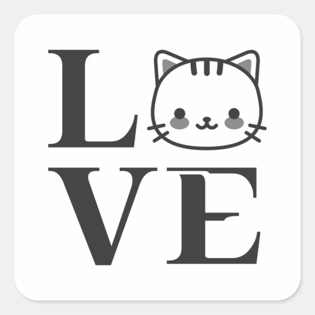 Love Cats Square Sticker (Front)