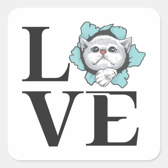 Love Cats Square Sticker (Front)