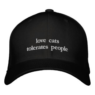 Love Cats Tolerates People Funny Cat Lover Embroidered Hat