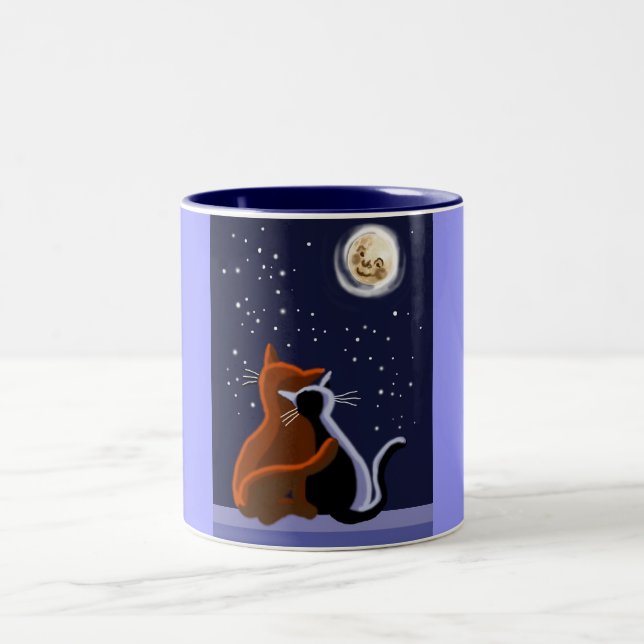 Love cats Two-Tone coffee mug (Center)