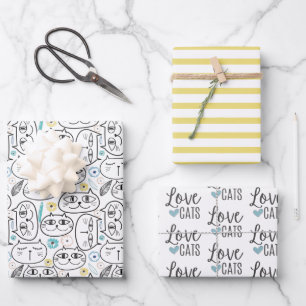 Love Cats Wrapping Paper Sheets