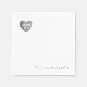 Love Celebration Personalised Grey Heart Napkin