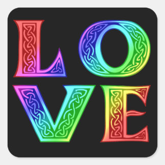 LOVE - Celtic Lettering Square Sticker