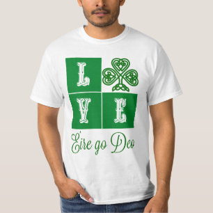 Love Celtic Shamrock Hearts Ireland Motto T-Shirt