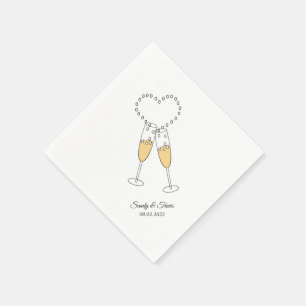 Love & Champagne Custom Text Cocktail Napkin