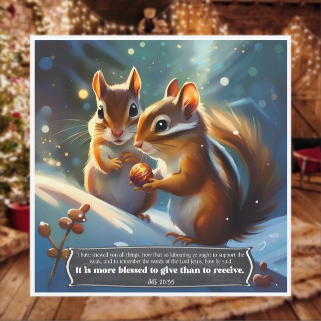 Love Charity KJV Bible Woodland Chipmunk Christmas Holiday Card (Creator Uploaded)