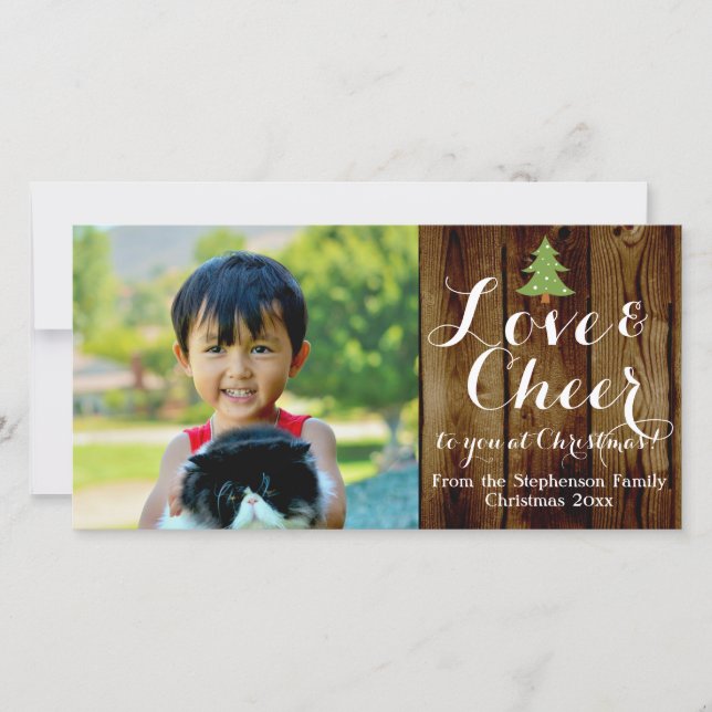 Love Cheer Country Vintage Christmas Holiday Card (Front)