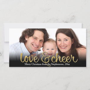 Love Cheer Glitter Shiny Effect Christmas Holiday Card
