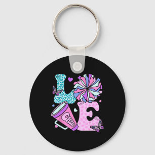 Love Cheer Shirt Cheerleader Cheerleading Teen Gir Key Ring