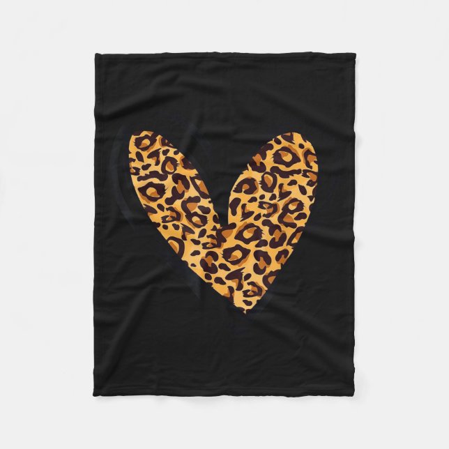 Love Cheetah Leopard Print Heart Valentines Day Gi Fleece Blanket (Front)