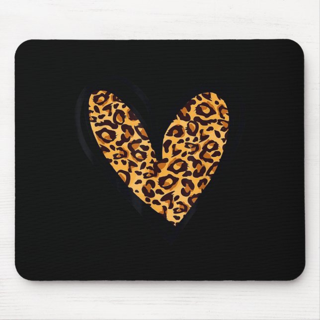 Love Cheetah Leopard Print Heart Valentines Day Gi Mouse Mat (Front)