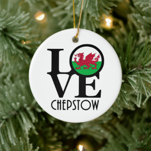 LOVE Chepstow Wales Ceramic Tree Decoration