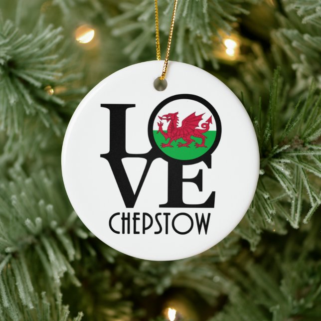 LOVE Chepstow Wales Ceramic Tree Decoration (Tree)