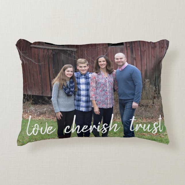 Love cherish trust custom family photo pillow (Front)
