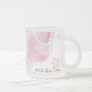 Love Cherry Blossom (Personalise) Frosted Glass Coffee Mug