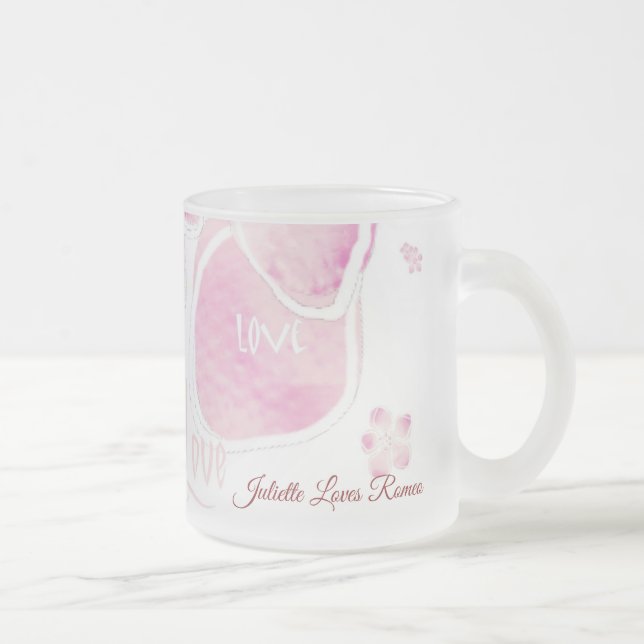 Love Cherry Blossom (Personalise) Frosted Glass Coffee Mug (Right)