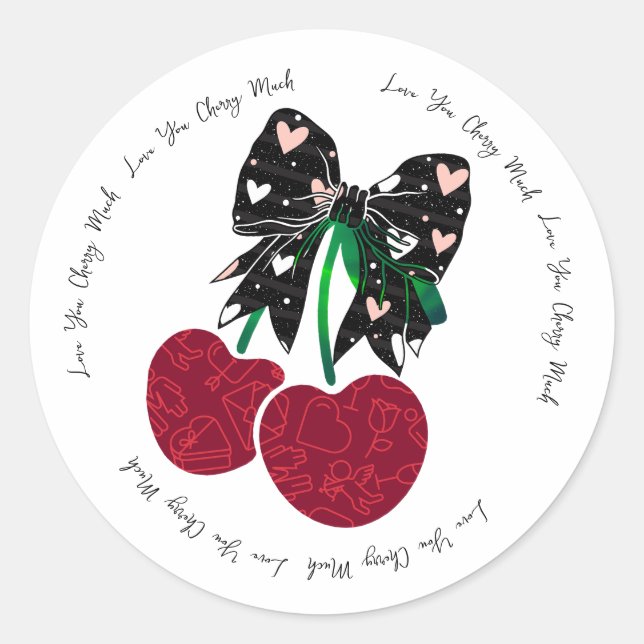 Love cherry much funny fruit classic round sticker (Front)