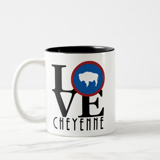 LOVE Cheyenne Wyoming 11oz Two-Tone Coffee Mug (Left)